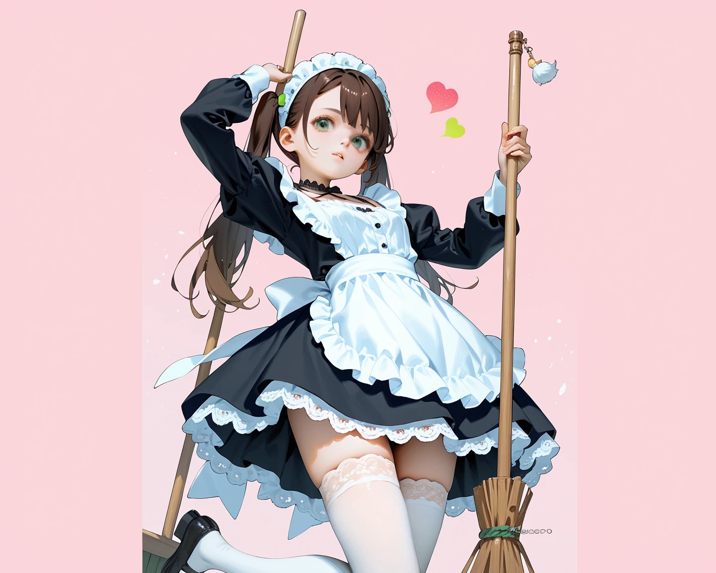 Anime character of yellow-haired maid wearing a purple dress and white stockings, Lie on your stomach and wipe the floor,Raised sexy