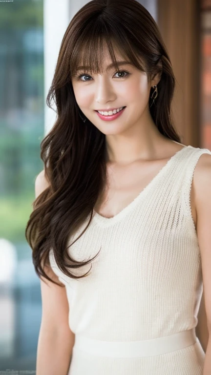 ((Best Quality, 8K, Masterpiece: 1.3)), 1 Girl, Slim Abs Beauty: 1.3, (Hairstyle Brown Hair Shortcut, Big: 1.2), Dress: 1.1, Super Slender Face, Delicate Eyes, Double Eyelids, Smile, Home, Raw Photo
