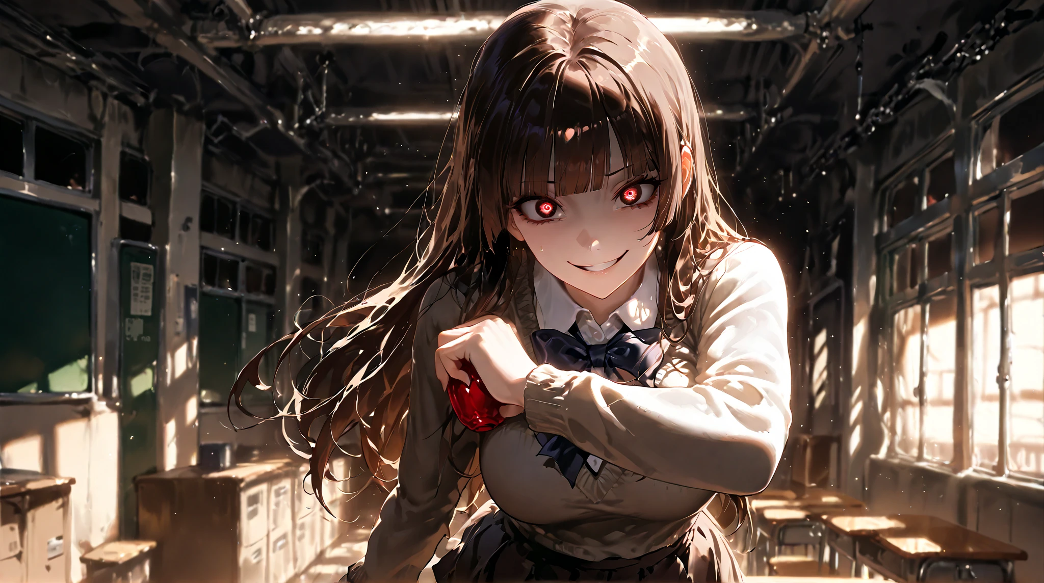 A girl showing what inside her