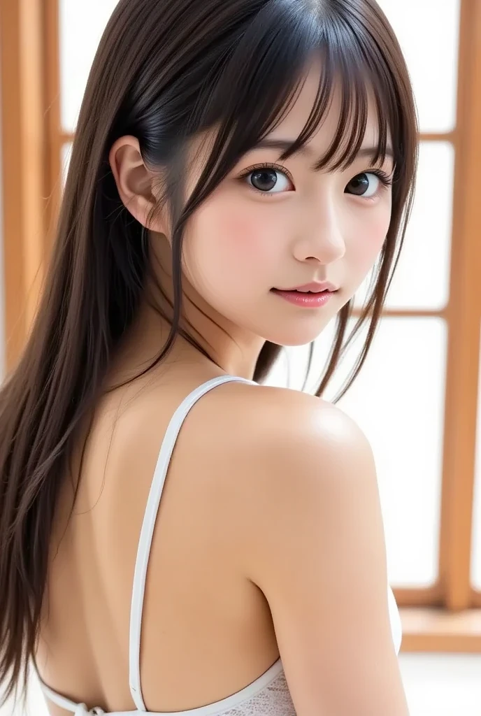 ((top-quality、Drawn details),stand horizontally:1.5),(オールfullnude:1.8),(Photographed from the side:1 4),(looking back sad face:1.5),(fullnude:1.8),(Best Quality:1.2), 8K, 15yo student, 85 mm, Official art, Raw photo, absurderes、Pretty Face, (Close up of beautiful breasts), Upper body, , gardeniass, (a beautiful slender girl:1.4),(close up of beautiful little butt), (Small Slender,(Small butt) , Looking at Viewer, No makeup, (Teary face:0.4), (pale cheeks:0.4), (Embarrassed face:1.4)、(Faces with misaligned perspectives:1.4), (Face that gave up:1.2), (Sad face:1.2)Film grain, chromatic abberation, Sharp Focus, face lights, (Very very dark space:1.2),(Closeup of gray wall in dark space 1.1),(No light 1.1) 、 Detailed face, Clear background,(fullnude:1.4), Detailed, is crying、 japanse, small brest,