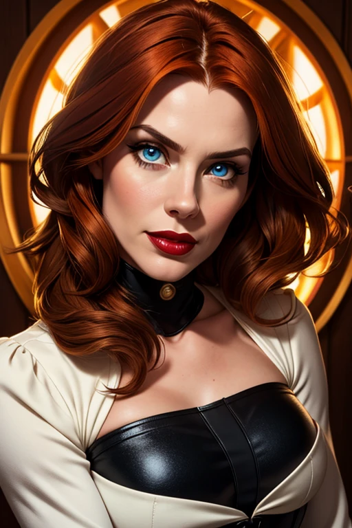 une femme de 25 ans, rousse, sexy, romantic smile, HD, 8k, masterpiece, a lot of details, catwoman cosplay, sexy, lingerie, cape, catwoman mask