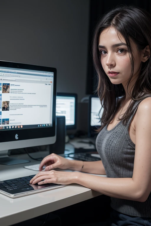 "Rapariga de sexy, jogando "Valorant" de modo efusivo no computador."