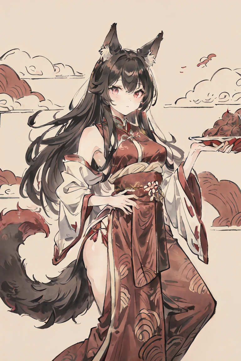"A breathtakingly beautiful masterpiece of the highest quality featuring a woman with long hair in silhouette against a night sky on a hill with clouds and a full moon. The scene is represented with visible wind and dotted with sparkling fireflies and stars."