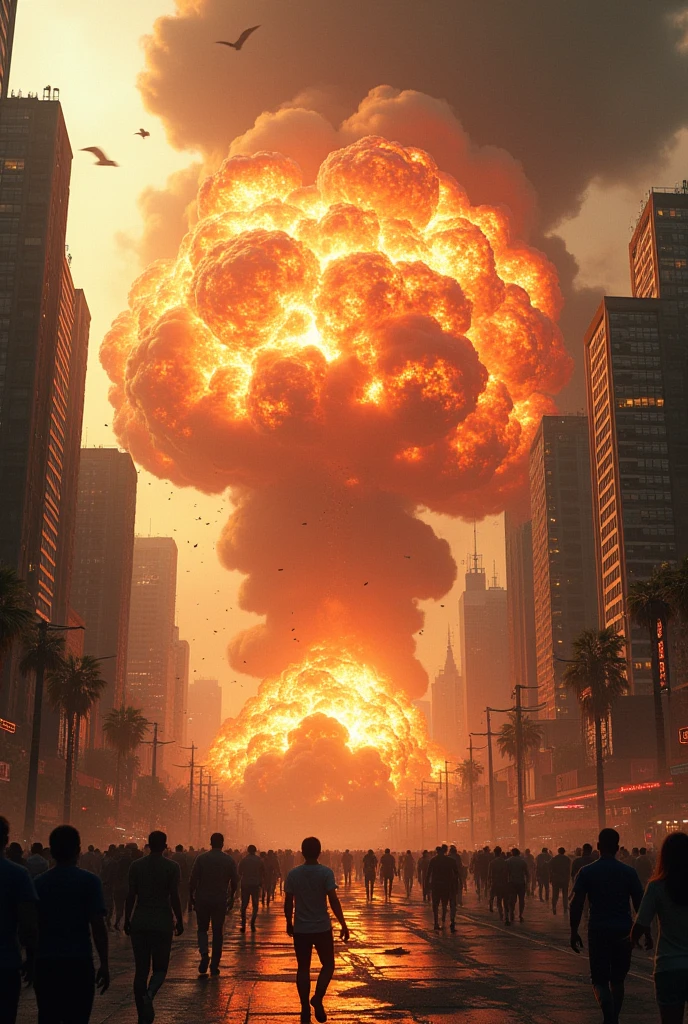 Masterpiece, best quality, (very detailed CG unit 8k wallpaper) (best quality), (best illustration), (upper body), (best shadows) a man with gas mask looking at a gigantic explosion in the city, radiation, ray tracing, ultra detailed, --v6