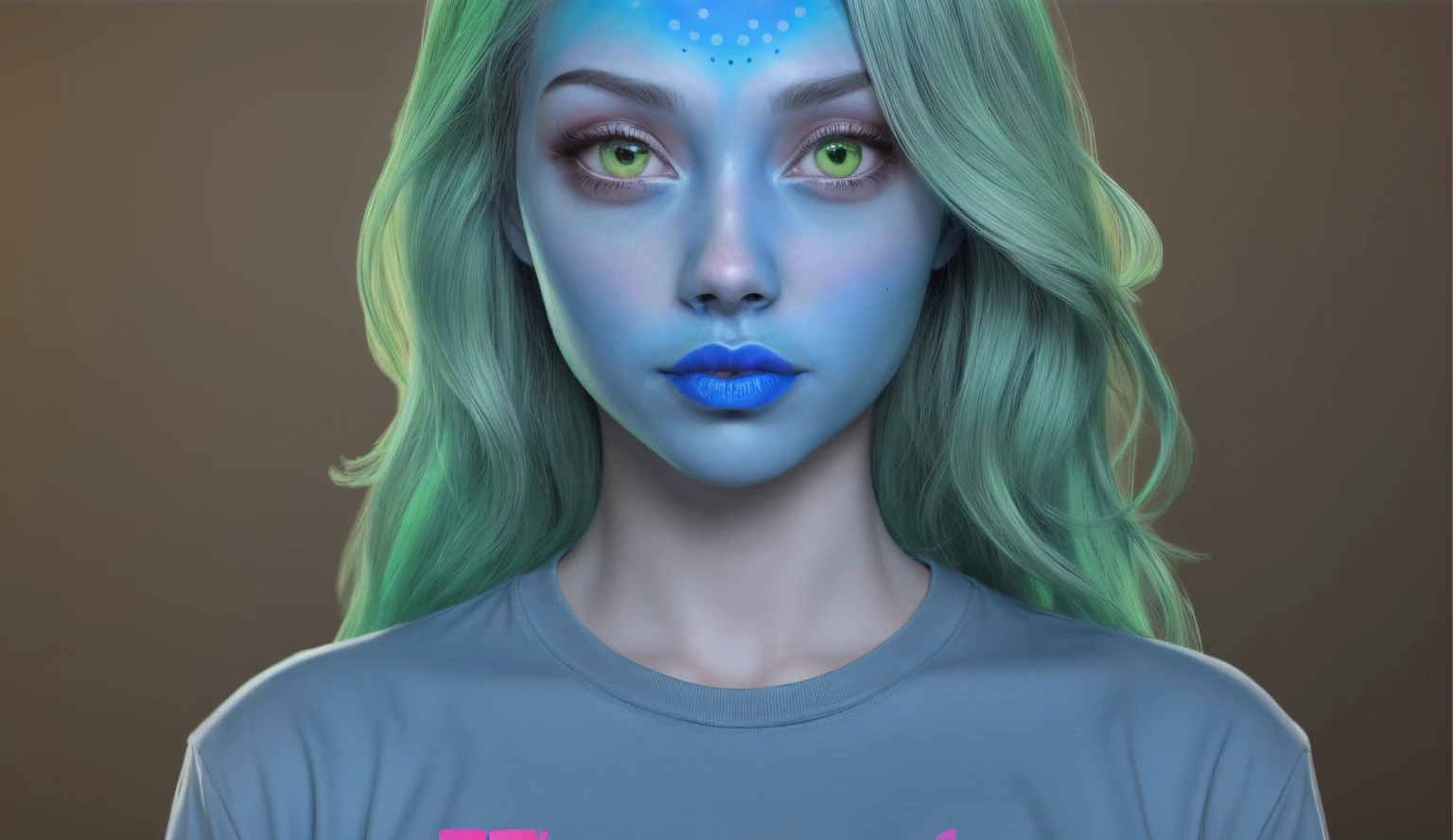 a portrait of a girl with freckles and bright striking blue eyes posing for a photo,full body, bare shoulders, muscular, fit, defined abs, thongs, (prominent cameltoe) white freckles, long flowing green hair flying, glowing radiance, beautiful pale makeup, color portrait, stunning portrait, elegant freckles, wearing black thongs with glowing runes of power, black gloves, star-shine, gold dust spread across her skin and her face, (dark, hyper-realistic photos (((portrait))) refraction ,Dark background of magical night forest, deep woods, towering ruins, starlight skies