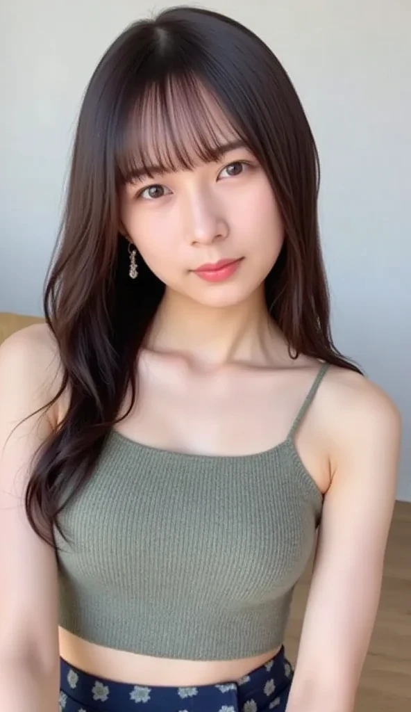 Tabletop、highest quality、figure、 Ultra-detailed、High resolution、8k wallpaper、Perfect dynamic composition,、Beautifully detailed ideal hair、(Beautiful big breasts:1.3)、Natural color lip、Bold sexy pose、smile、Harajuku、20-year-old girl、cute、sexy shot looking at camera、(highest quality: 1.3), (masterpiece: 1.3), (Super Detail: 1.3), (wallpaper, One Girl: 1.1)、(Detailed hands and fingers:1.2)、(Ultra-oily, lustrous skin with attention to detail:1.1)、Oily shiny knee socks、(Perfect beautiful black sleeveless high neck knit top:1.4)、Denim shorts、(Black Pantyhose:1.3)、Brown Hair、short hair、Swinging Hair、Beautiful sister、(garden:1.2)、(Beautiful big breasts:1.2) 、standing、dance