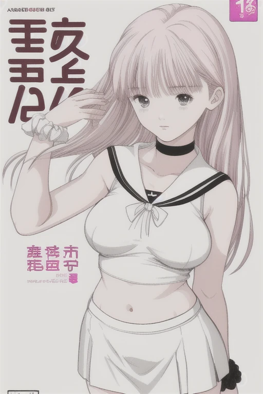 (superflat, flat shading, flat colors:1.1), (magazine cover), li, pee, white bra, white panties, from behind, smile, soft light, bright, colorful, watercolor
