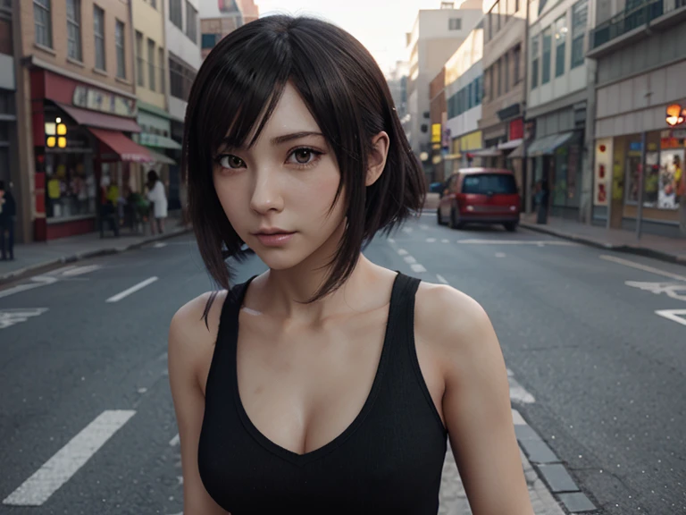 unreal engine render, Ray Tracing, ultra quality, 1girl, japanese punk, photorealistic background, upperbody, realtime positional lighting, big city, realtime rendering, attractive face <lora:Unreal Engine Render:0.6> detailed background, <lora:hotarublurbk_v100:-1>