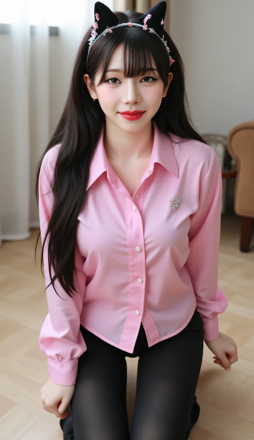 Create a uniform pink blouse