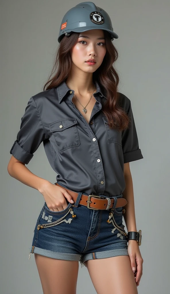 masterpiece, best quality, ultra high res, (photorealistic:1.8), unreal_engine, photograph, realistic_skin_texture, <lora:topaz-officer-v1:0.65>, cowboy shot, 1girl, solo, sxtopaz, short hair, brown hair, blue eyes