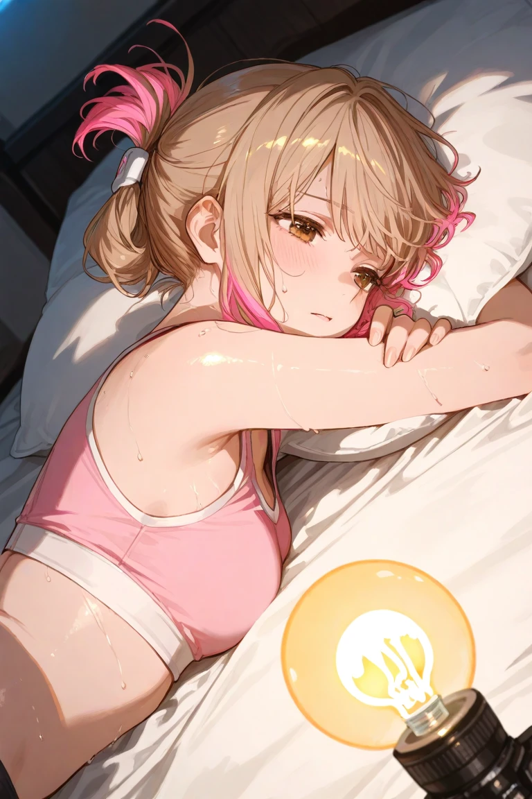 (Dynamic angle:1.4), face focus, detailed eyes, ((portrait:1.5), (light brown hair), bell, (colorful:1.2), (extremely detailed CG unity 16k wallpaper:1.1), (masterpiece:1.37), ((official art)), top quality, ((yaoyaornd)), (lying on back, meditating, looking at viewer, no clothes), flat chest, naked , beautiful, parted lips, (perfect body), proportional head, (navel:1.5), (white forest background:1.3), (loli, kids, petite, cute) , (fully nude  ), ((curious)). (((sleeping lying down on her back))), (peaceful sleeping), (bare midriff), (shy and adorable), sharp teeth, perfect ???????, colorful, (((perfect finger anatomy))), (((bandages))),(soft lighting), (front view), (((zoomed out full body))) vibrant bright colors, cinematic lighting, chromatic aberration, sparkle, ray tracing, blending, Ultra-Wide Angle, f/1.8, Hasselblad, Sony FE GM, (masterpiece), (masterpiece), UHD