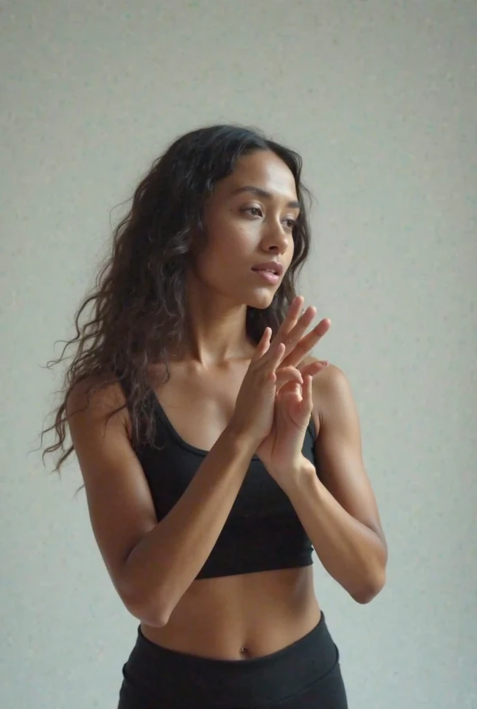 Create a photo of a 30 year old young woman, with a slender and beautiful body, with bare breasts and wearing black sweatpants, with white and clear skin, with long light brown hair, scared as she sits on the floor with her legs and arms raised high in the air as her pants are being ripped off by two nervous black teenage girls, ugly, thin, small, dark black skinned, who wears glasses and wears a blue dress.