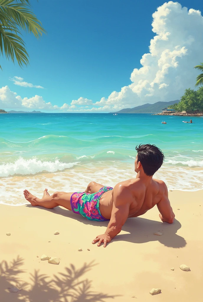 Pop art of a man on the beach