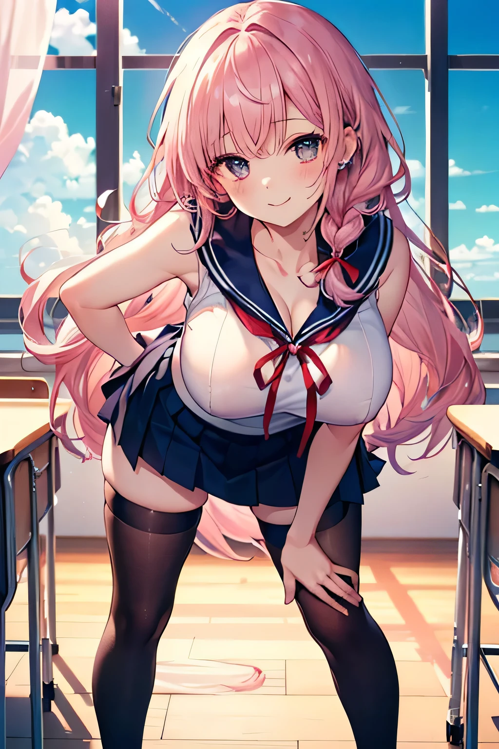 nodokaharamura, Nodoka Haramura, Blue eyes, Hair Bow, Long hair, Pink hair, Bow,
Blake Blue Skirt, Kiyosumi school uniform, Pleated skirt, School uniform, serafuku, Skirt,
BREAK looking at viewer,
Break indoors, crass room,
BREAK (masutepiece:1.2), Best Quality, High resolution, Unity 8k壁纸, (Illustration:0.8), (Beautiful detailed eyes:1.6), extra detailed face, Perfect Lighting, extremely details CG, (Perfect hands, Perfect Anatomy),seductive smile,gigantic breasts,cumdrip,female ejaculation,pussy juice,female masturbation,cum string,excessive cum,revealing clothes,zettai ryouiki,crop top,navel,bukkake,spread legs,cum on clothes,cum on body,cum on hair,cum in mouth,facial, cum on breasts,