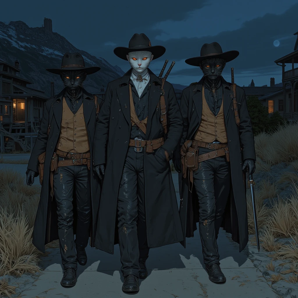 pessoas sentadas, Cadaveric appearance, vestes pretas, terno, cartola, garrafas, vinhos, velas cor branca, desert place, funereal, arte conceitual, steampunk, a noite escura. ultra realista 8k