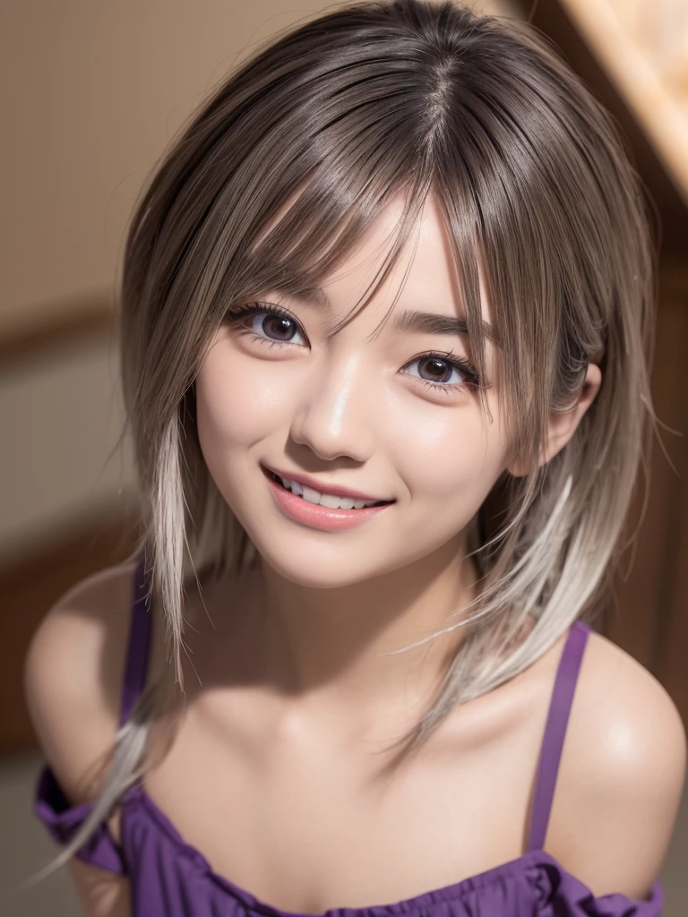 (Very cute 20 year old young woman from Japan),  ((bright blonde delicate hair)), ((Short hair with side wave twintails)),(((Slender and slender body type)))，medium bust size､small breasts､ (((clean hands)))，(Curly/kinky hair)，(((very sweet smile))), (((She is wearing navy blue and white lace panties)))，(((She is wearing a navy blue and white knit dress.))) ，((top quality, 16 km race, muste piece: 1.3)), light on face, super detailed face, highly detailed lips, detailed eyes,