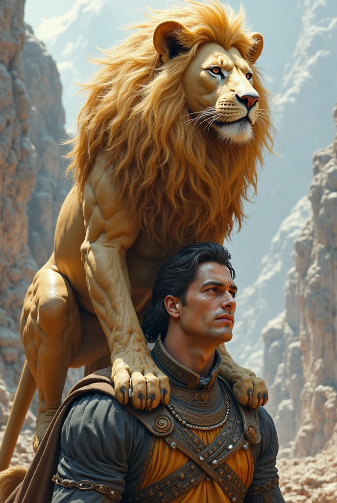 masterpiece, best quality, (realistic, photo-realistic:1.4), (RAW photo:1.2), extremely detailed CG unity 8k wallpaper, an extremely delicate and beautiful, amazing, finely detail, official art, Tarzan perched on a Mughal palace, holding a spear, wearing lion cloth.