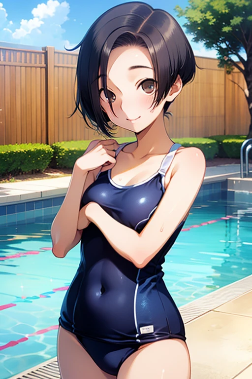 Wet and see-through white swimsuit、Mikasa、1 person、High resolution、high resolution、Pool、sexy