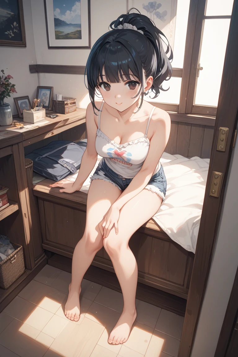 top-quality、masterpiece、The upper part of the body、 (little man:1.6)Ukrainian women、(a smirk:0.4)、 braided blond hair、 emerald eyes、 Medieval dress neckline、 Ghibli's Worldview、central、Blur the background、独奏、flat chest , Flat、childish、Infant body type、toddlers