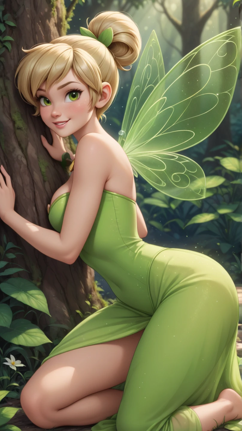 (Waifu Tinker Bell:1), ssmile, pose on all fours, cute, gazing at viewer, thick-thighs, simple bread, shorth hair, (((perfect proportions thin young body))), (( green strapless micro dress:1)), (fairy wings naughty), (focus on the breasts:1.2), (realisitic: 1.2), (真实感), (work of art: 1.2), (best qualityer), (ultra detaild), (16K, 8k, Complex),(photo by full body: 1),(cowboy photo:1.2), (85mm), light particles, Lighting, (highy detailed:1.2), (face detailed:1.2), (gradients), SFW, colorfully,(detailedeyes:1.2), (detailed landscape, inside a glass jar :1.2),(detailed back ground),detailed landscape, (dynamic angle:1.2), (Dynamic posture:1.2), (rule of third_Composition:1.3), (Line of action:1.2), General plan, Day Light, 独奏, witheout panties, camel toe.