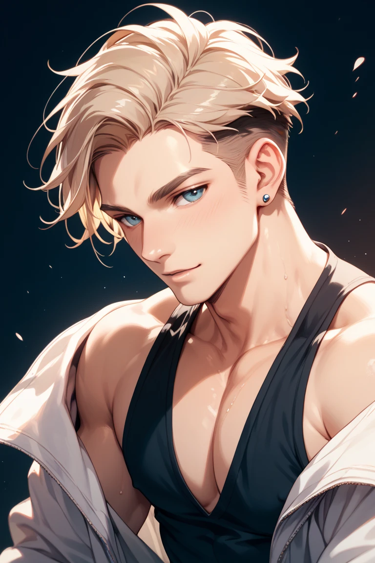 Jinwoo, a young Korean samurai in his twenties, exudes an imposing yet benevolent presence. His short middle part hair, styled like that of K-pop idols, is platinum blonde. His deep brown eyes, almost black, carry a wise and determined gleam. His face is fine and well-defined, reminiscent of Korean K-pop idols. His expression is serious but can soften in the presence of those he protects. His skin is fair and pale. He has an athletic and well-proportioned physique, with developed musculature that is not excessive. He is dressed as a samurai.. Ambiance sombre by Yang J, Guweiz, (best quality, 4k, highres, masterpiece:1.2), ultra-detailed, (realistic, photorealistic:1.37), HDR, UHD, studio lighting, ultra-fine painting, sharp focus, physically-based rendering, extreme detail description, professional, vivid colors, bokeh, portraits, landscape, horror, anime, sci-fi, photography, concept artists, vibrant color tones, atmospheric lighting