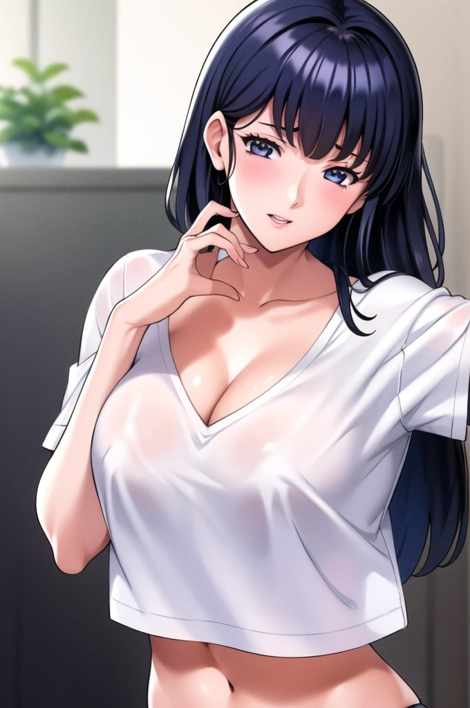((super high quality,Ultra-high resolution,4K,8k,super masterpiece,Ultra HD)),Dimly lit room,Lying on the bed,One sexy woman,(popped collar White shirts),High collar,Tight collar,Black hair straight short,Sharp Eyes,Ahegao,smile,blush,sexy,Pearl Earrings,Pearl Necklace,wedding ring,Sweaty,Spread your legs,Big penis,Penis insertion,semen,Drooling,Hold your phone to your ear,