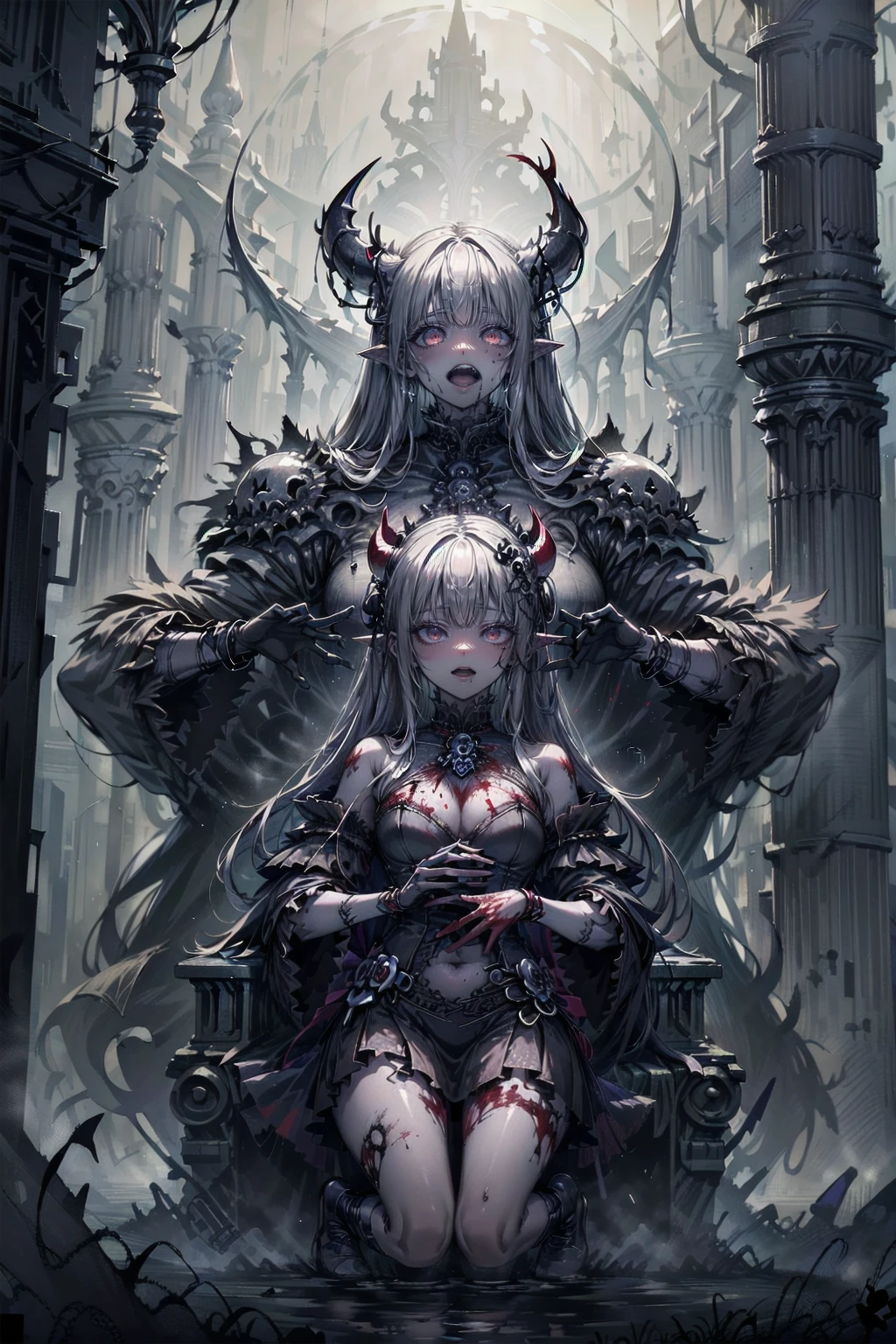 Symmetrical Tarot concept art by Danaham (Very provocative)+ Elf Queen Dress Up, Lovecraft Madness Theme,  author：Lee Bursten, Tarot 512, 8K, High Detail, Wheels within wheels