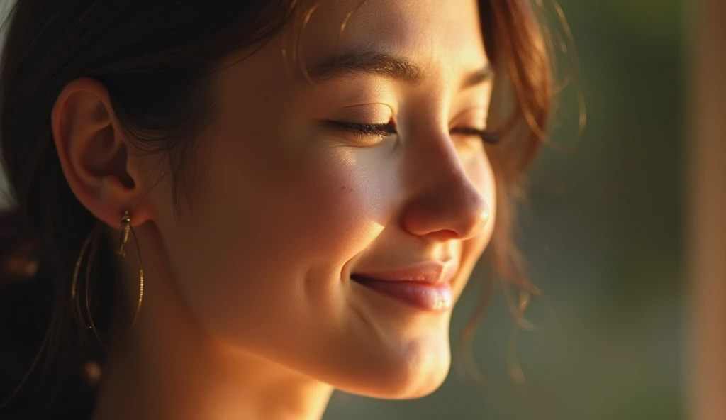 ((最high quality, 8K, masterpiece: 1.3)), (close:0.75), Realistic, Sharp focus, high quality, High resolution, French,Huge Busty Woman、21Middle-aged woman、Chubby body type、Mature woman with huge breasts (Wearing sexy lingerie), ((Very strong sunlight)), smile, Long brown wavy hair,A close-up of a woman kissing the camera on the beach with her eyes closed、Image of cleavage emphasized by bending forward、