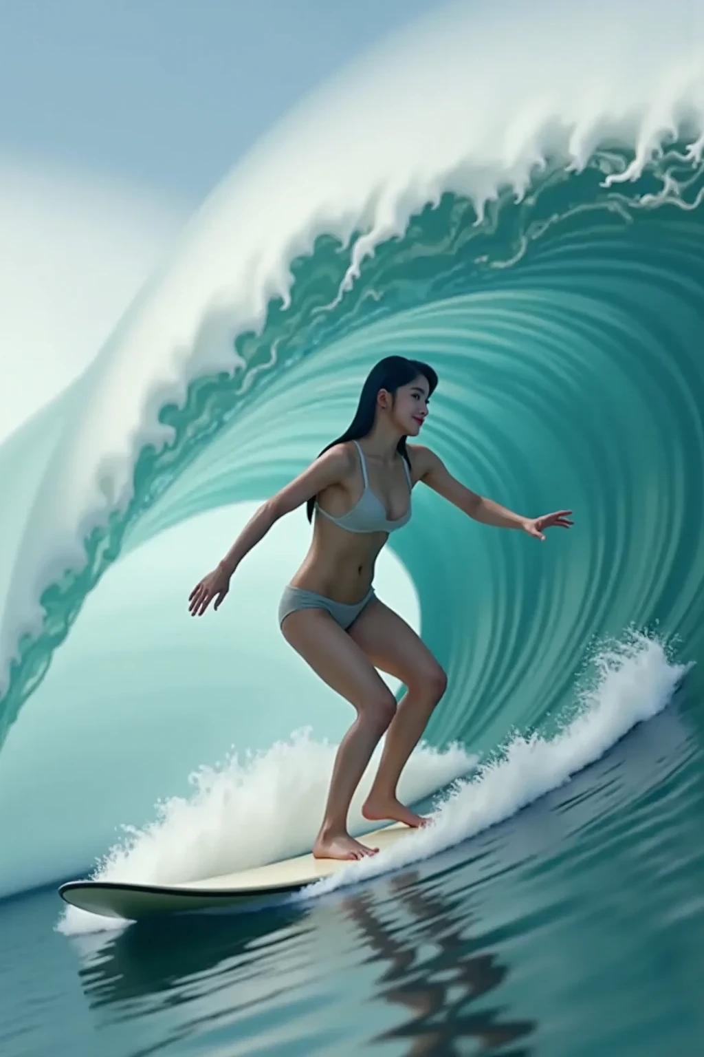((best qualtiy, 8k, tmasterpiece:1.3)), Focus:1.2, perfect figure beautiful woman:1.4, Cocked buttocks:1.3, ((Big wave hair, flatchest:1.9)), , (Rain, Street:1.3), Short white crop top sleeves:1.1, Light blue skinny jeans：1.2，Highly detailed facial and skin texture, A detailed eye, 二重まぶた，Whiten skin，long whitr hair,(Keep one's mouth shut:1.3),full bodyesbian