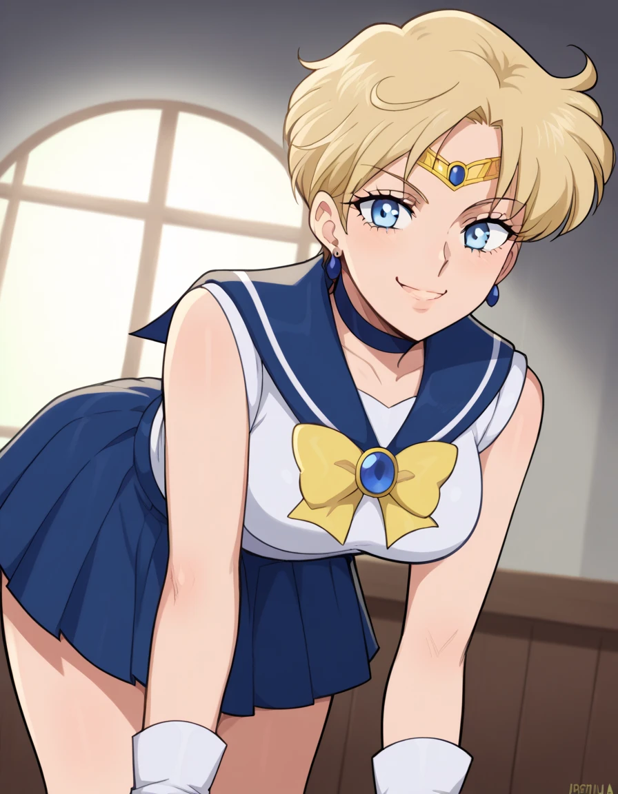 (masterpiece), highest quality, Expressive eyes, Perfect Face, Open your mouth, on tongue, Cum mouth, tongue, tongue out, short hair, blush, , Ahegao, Medium chest, short hair, Sailor Moon Uranus, blonde, blush, Sweat、((naked)wjob,pen your peig nipples