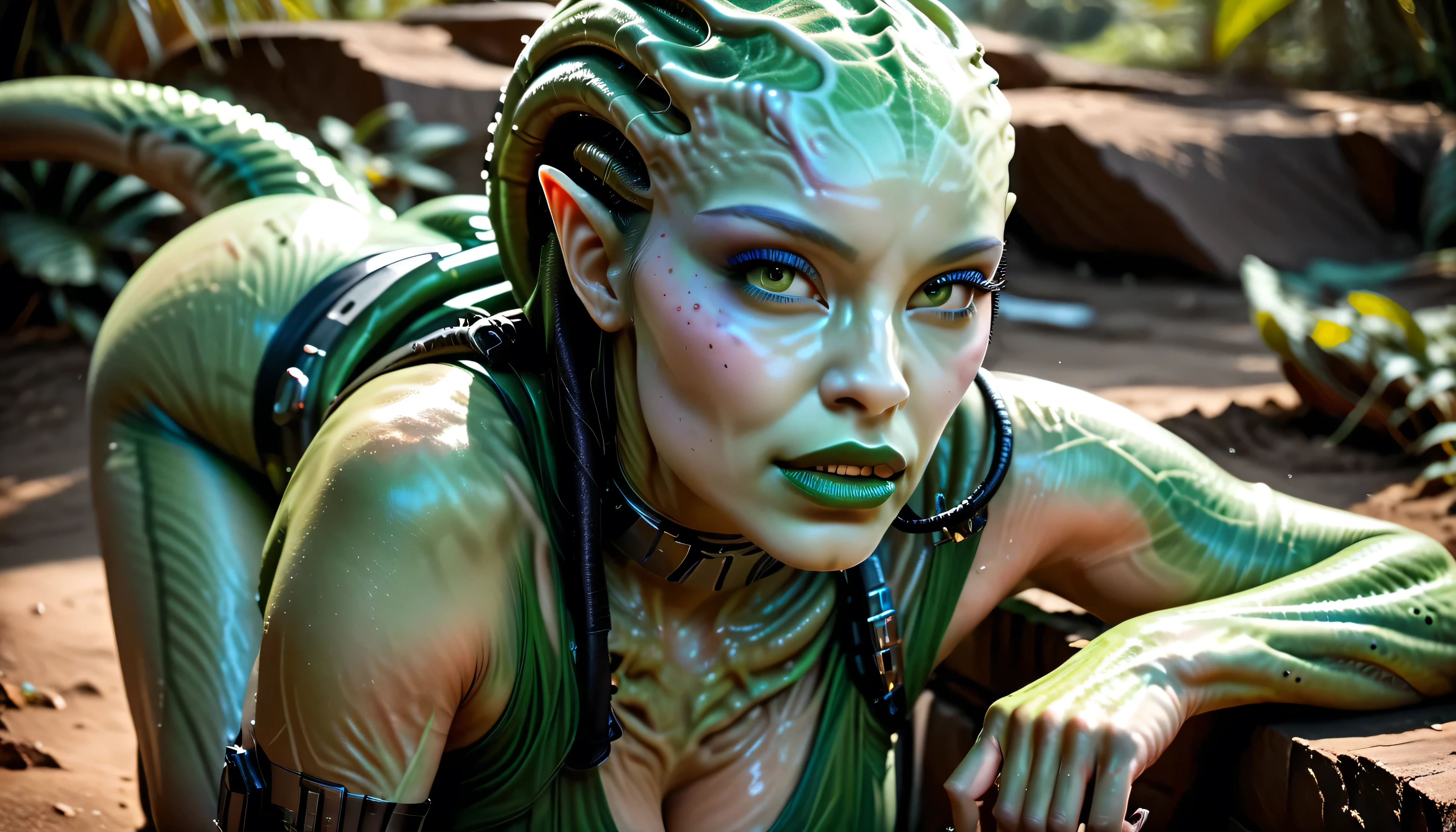 (best high quality:1.5), obra de arte, (8k), extremely detailed, (High details:1.4), Solo, hot female alien, half humanoid and half monster,