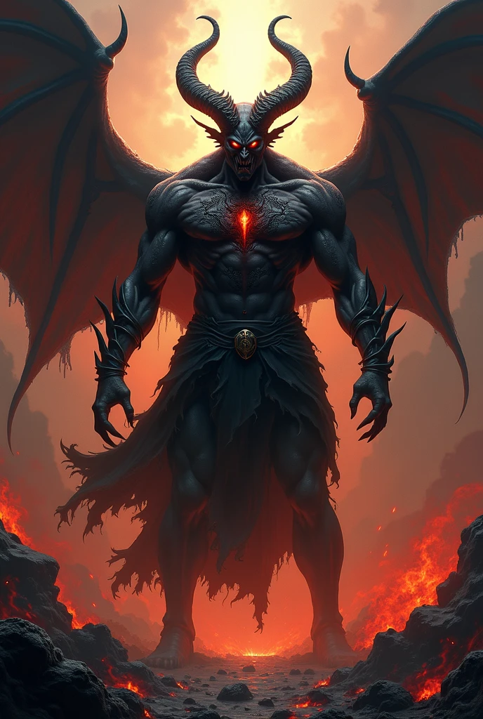 Lucifer king of hell with tail