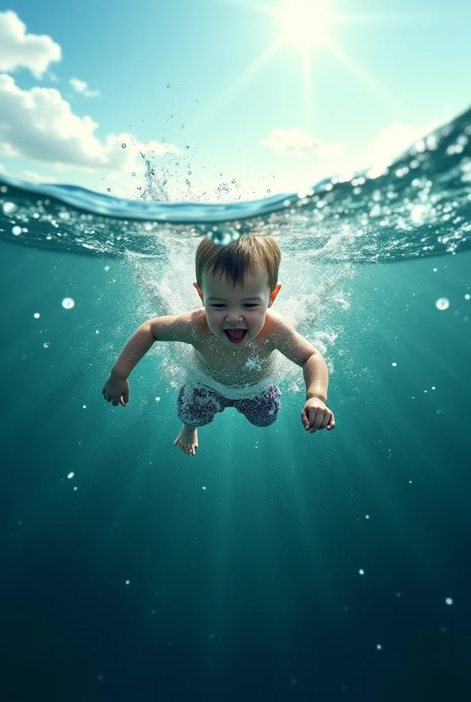 storyboard art,black and white,front view,midium,swimming pool,a 9yo,a little boy under water,ready to surface,(swim up),(look up),(bubble surrounded:1.2),dynamic pose,<lora:dan_milligan:0.5>,(closed mouth:1.2),cute,happy,(wearing google:1.2),outdoor,cloud,sunshine,