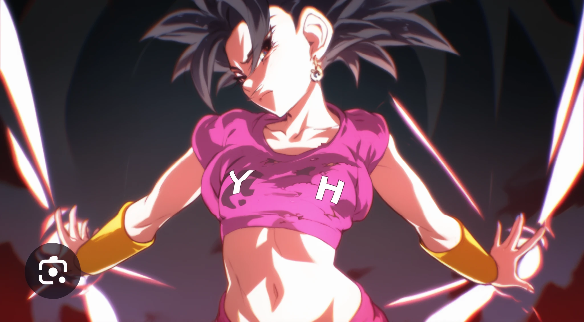 ObraMaestra, resolucion en 4k, una caricatura de una mujer con un pecho muy grande y un pecho muy grande, chica saiyajin, goku femenino, Estilo Akira Toriyama, akira toriyama, pelo saiyajin negro puntiagudo salvaje, by Ikuo Hirayama, toriyama akiri, Dragon Ball Style, inspirado en Akira Toriyama, arte conceptual de dragon ball, huge big breast, cuerpo delgada, detailed nipples, covered nipples, OPPAI skinny perfect shape huge breast, caulifla, caulifla from dragon ball super.