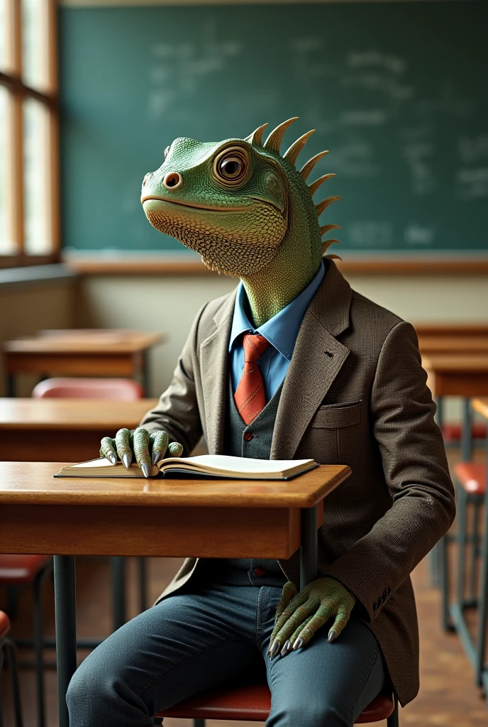 masterpiece, best quality, jar jar binks, Beautiful Art Style, 1girl, young woman, ahegao hoodie, aesthetic, classroom, outstretched arm,   <lora:ahegaoHoodie:0.8>  <lora:jarJarBinksGunganStar_v3:0.6>