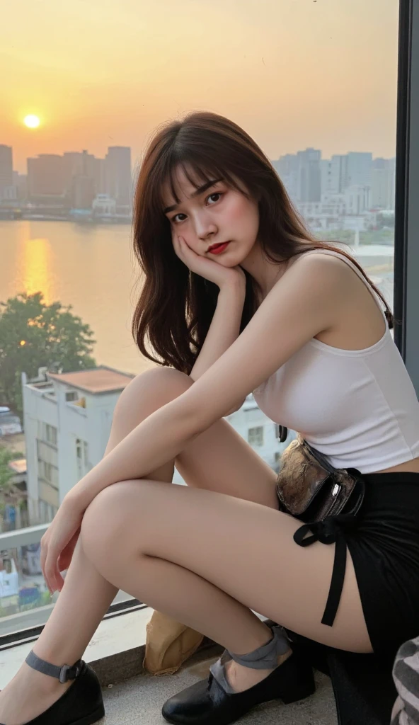 ((Best quality, 8k, Masterpiece :1.3)), ((full body))Sharp focus :1.2, Korean aunt 15 years old ((Messy Bun
brown hair)) .face with make-up. red lipstick. necklace. (Big breast:1.3). (Full body)
((Tank top black. Short Torn torn)) wide. Do not be shy. Do not hesitate. ((Show me your pussy)). In front of the camera. Closer. More clearly. in the beach_mix4, 20d, solo, photo-realistic:1.37