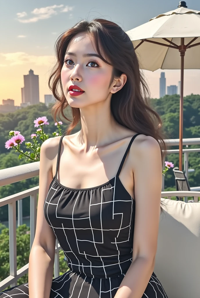 （（nighttime scene，逼真光线，best qualtiy，8k，tmasterpiece：1.3）），1girl，Beautiful beauty with a slim figure：1.4，（brown  hair，Plump breasts：1.3），shift dresses：1.3，sofe，Super detailed face，Detailed eyes，二重まぶた