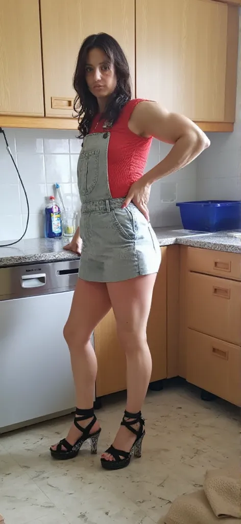 (beste-Quality、8K、A masterpice、grn:1.2)、Cute Japan Woman Pictures、Black short hair、facials、((bent forward:1.3))、(fromabove:1.2)、(close-ups:1.4)、pov、Spacious apron、Cute apron、No panties、a large breast、(beautiful nipple slips:0.9)、Tuuli、shinny skin、kitchen、Spread Leg、((Diagonal angle from behind))、Short hairstyle、((No bra、without panties、pinafore、mini-skirts))、((Stick your butt out on all fours,))、turned around、((show legs wide open))、(Big ass)、
