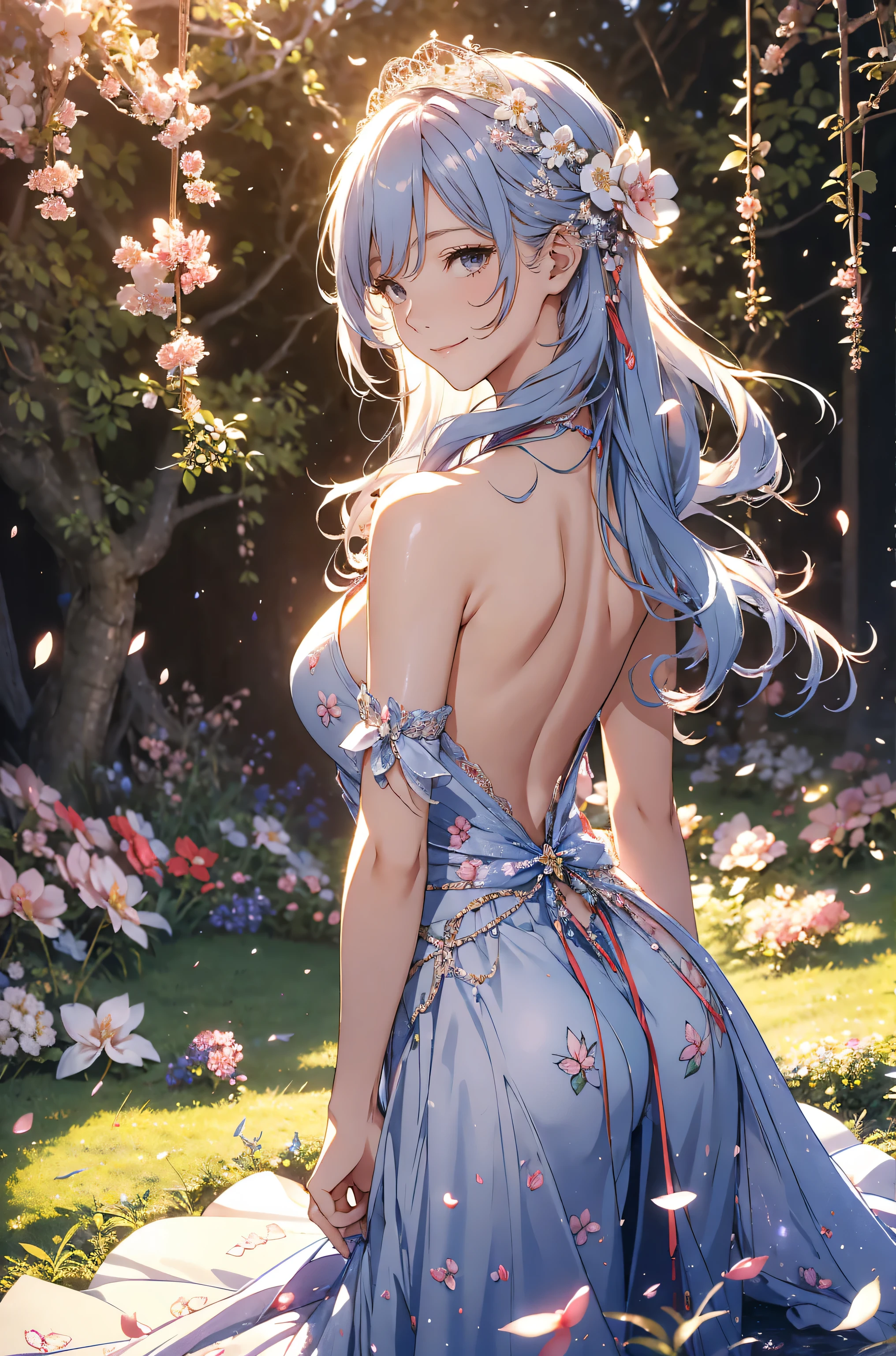 best quality sexy back shot❣️エロティシズム!mystical 、( Bold Composition ) 1girl cute smile!smile! gentle gaze , beautiful 、Beautiful skin with a chest circumference of 130 、sexy、 Beautiful chest skin !BEAUTIFUL THIGS、beautiful legs ‼️ slender model figure、 music Healing simple lawn composition fantasy world、western fantasy style flower、 beautiful 大理石の祠 Green grass Beautiful Rose Hedge flower pot Many kinds of flowers Mr..々flower butterfly々 cherry blossoms、cherry blossoms舞い散る、
Keep it simple beautiful brilliance 、long silver blue hair、The strongest beautiful decorative flower sexy white dress、 calm atmosphere 、昼 petals、 open 、 Beautiful young body 、 big 胸 、beautiful skin, 、beautiful brilliance, high definition depiction , Realistic Fantasy Romanticism ,, ultimate beauty moving!high resolution,