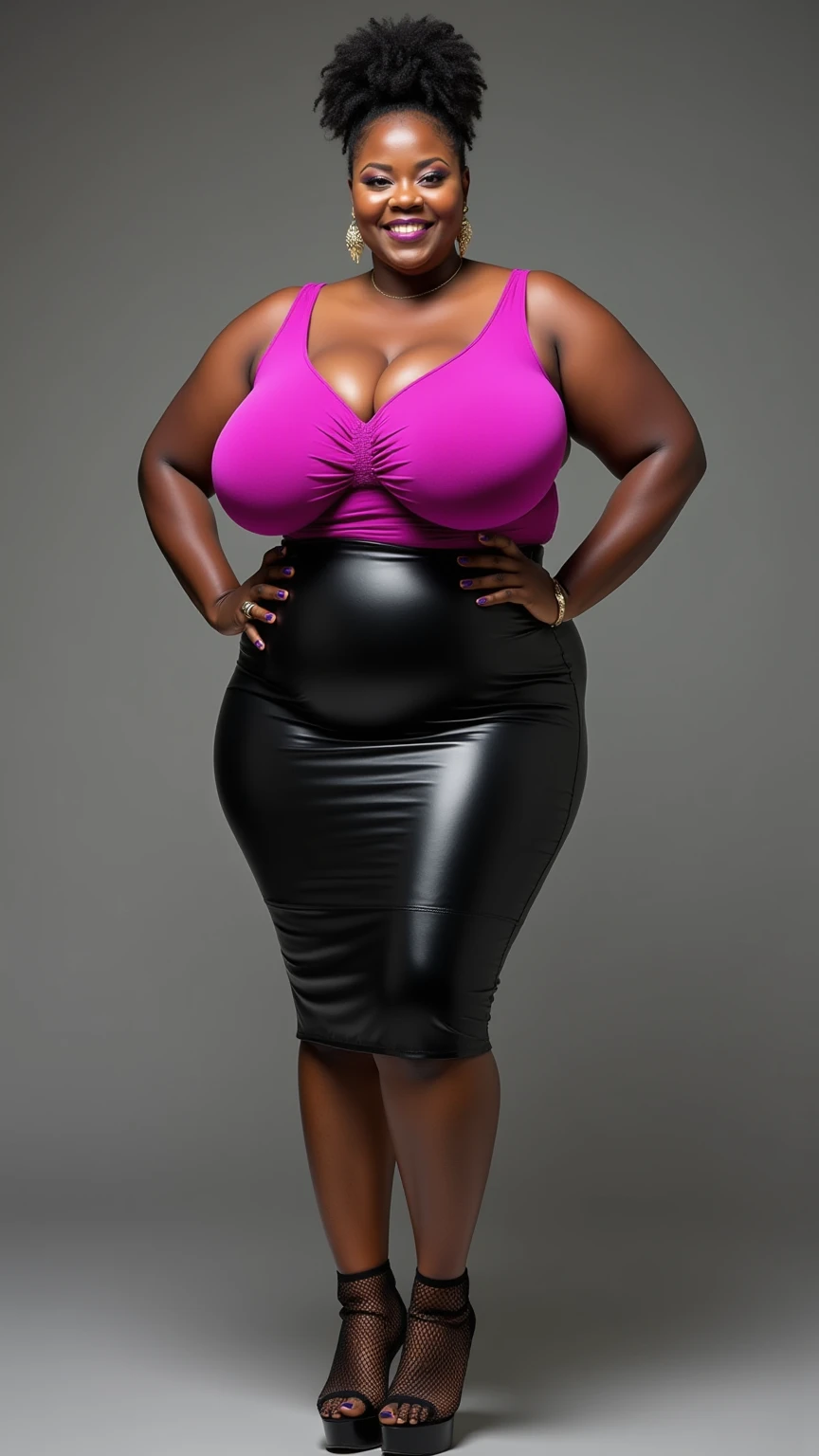 <lora:L1lyD10r_v1:1.0>, high quality, high resolution,  warm formal clothing with collar and sweather,  black african woman, big lips, big tits, makeup, smile, L1lyD10r_v1, big breasts