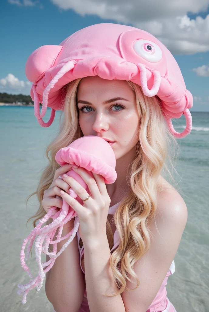 sucking an erect ?????, sucking an erect ?????, sucking an erect ?????, sucking an erect ?????, (um homem adulto de penis ereto duro e grosso ao lado) blond woman in a bikini with braids and a choke, wearing pearl neon bikini, colorful pigtail, blond hair with pigtails, y 2 k cutecore clowncore, blonde goddess, electronic bikini, rave inspired, bold rave outfit, decora inspired, cute rave outfit, divine ray over her head, rave outfit, cute bikini, lone female goddess