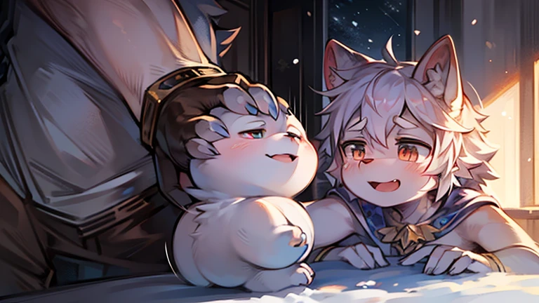 beautiful eyes,{best quality}, {very aesthetic}, {ultra-detailed}, {best illustration}, nsfw,(2boys:1.9),eyes wide open,(silver hair:1.3),(long hair:1.9),(Fox ears:1.9),((testicles, perineum:1.4)),2d,Anime Face,(No tear bags),(bangs between eyes),((flat chest)),Steamy skin,skiny boy,(pale skin:1.4),Transparency,A seductive smile,(fem boy:1.5),(flat chest),((blushing)),Beautiful Nose,perfect anatomy,teen ager,Medically correct human body,flat chest,(shota:1.8),(otoko no ko:1.8),(2eyes),(Perfect Nakedness:2),(bukkake:1.8),(Lying on a man:1.8),(deepthroat,irrumatio:1.9),(Swallowing penis:1.4),(Close-up of mouth),(facial:1.5),(solo focus),(looking at viewer:1.5),(hand job:1.3)