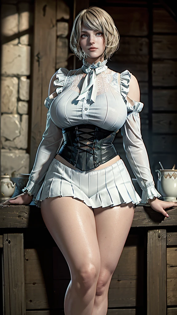 Intricate details: "((a sexy animated lady poses in revealing clothes while in fire-lit fantasy setting, breasts, 1girl 18 years old, animal ears, short hair, panties, black panties, underwear, cat ears, looking at viewer, thighhighs, cleavage, corset, blue hair, string panties)"