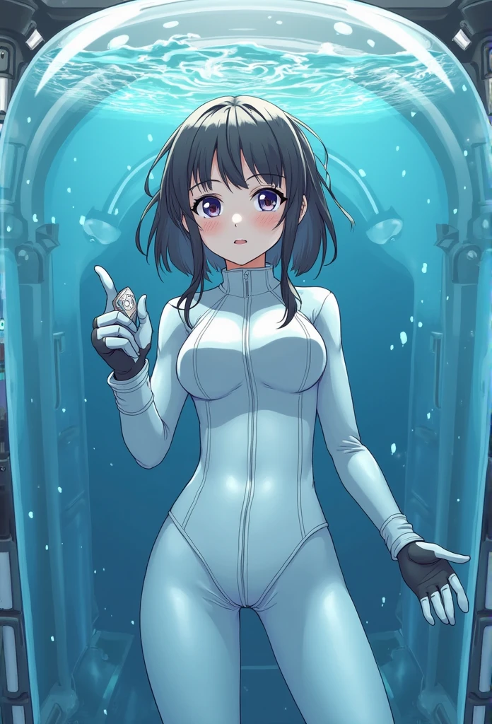 (masterpiece, best quality:1.2), solo, 1girl ,mitsuki_nase, black hair, long hair, red eyes, brown eyes, (shiny skin, wet skin:1.2), sweating, looking at viewer,standing , hand on hip,angry, pov,bodysuit, headgear, plugsuit, white bodysuit, afternoon, classroom,NSFW,official art,extremely detailed CG unity 8k wallpaper, perfect lighting, (masterpiece:1.0),(best_quality:1.0), ultra high res,4K,ultra-detailed, photography, 8K, HDR, highres, absurdres:1.2, Kodak portra 400, film grain, blurry background, bokeh:1.2, lens flare, (vibrant_color:1.2),(beautiful_face:1.5),(narrow_waist),(perfect hands, perfect anatomy),