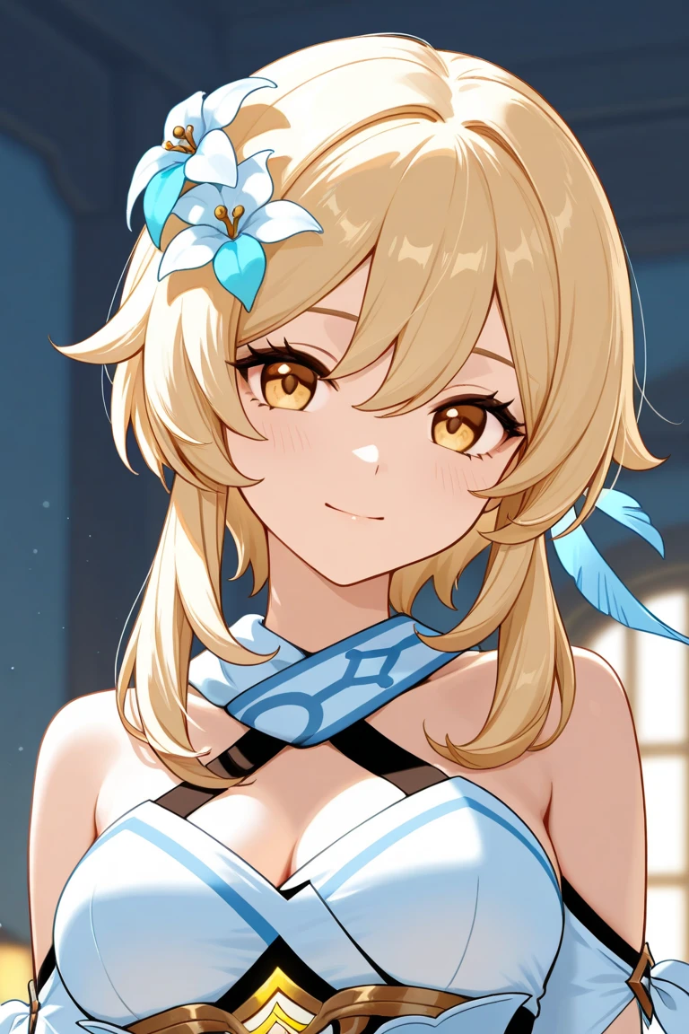 (best quality,ultra-detailed),serena \(pokemon\),Serena from Pokémon smiling to the camera,anime,pokémon,charming,proud,confident,beautiful detailed blue eyes, short hair, blue eyes, 1girl, solo, blue ribbon, eyelashes, neck ribbon, sleeveless, bangs, collarbone, bare arms, pink dress , red coat, white background, front, no scenery,upper body, facing viewer, solid color background, clean background, facing the camera, high resolution, expressionless smiling face, white back ground, clonion, blonde, long eyelashes,shiny hair,perfectly styled hair,stylish outfit,colorful dress,cute accessories,full of energy,positive vibes,morning sun rays,joyful expression,sparkling smile,vivid colors,clear blue sky,lively background,cheerful atmosphere,friendly character,soft lighting,pleasant and warm atmosphere masterpiece, best quality, highres,