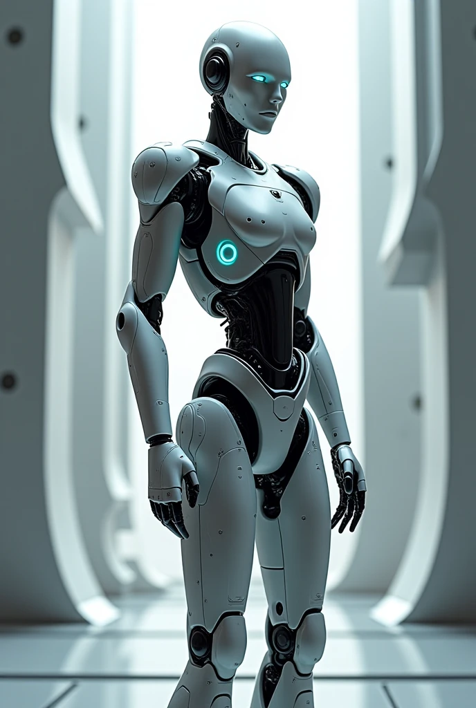 robot、Life form、Female、Back view、back、whole body、Looking up at the sky、technology、Complex、Vivid、Mechanic、detailed、Plain background