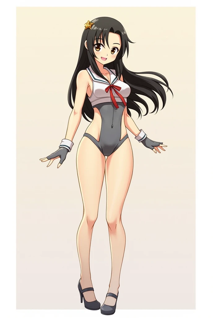 Draw a naked anime style schoolgirl with no underwear or anything that only has a tie on