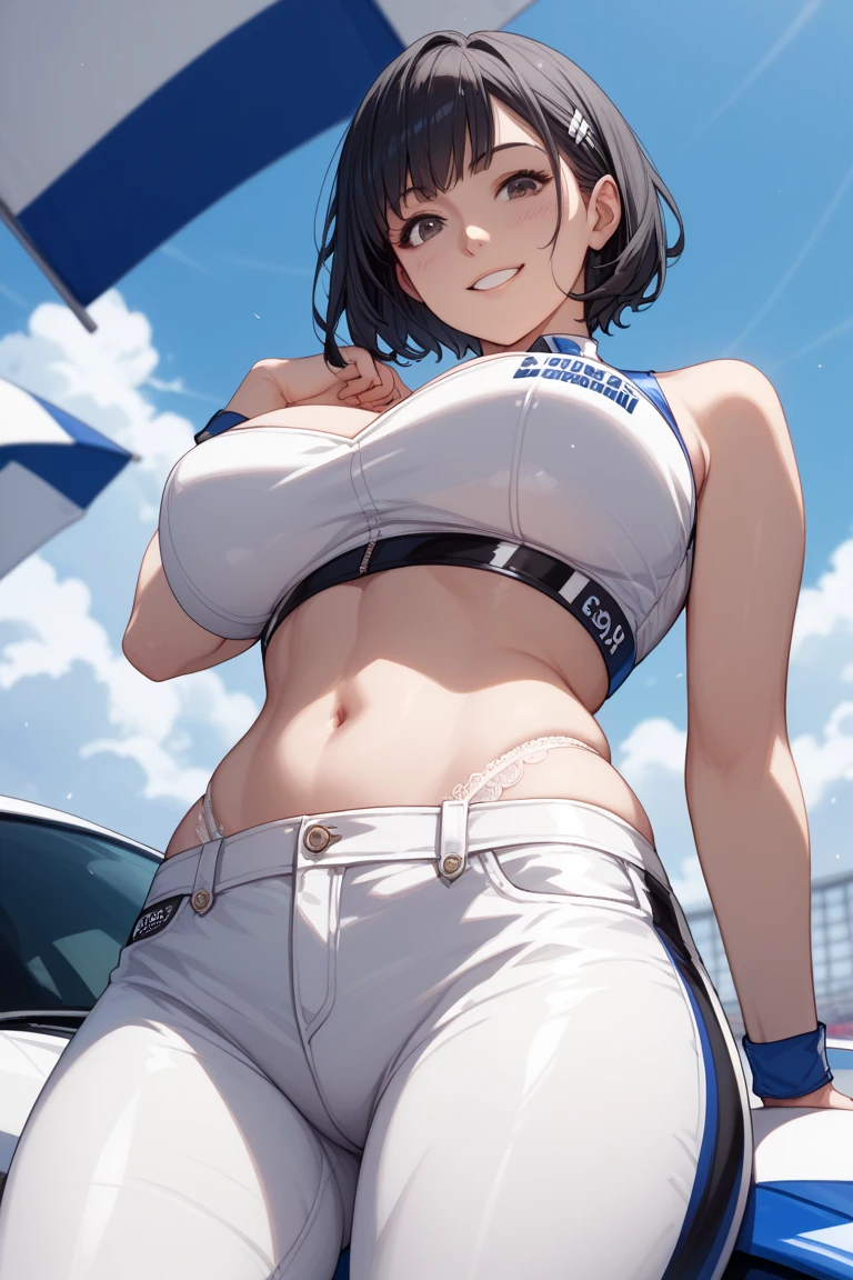 (((masterpiece))),(((High resolution)))、(((perfect face)))、(((Air Groove))), ((bikini)), ((top quality eyes)), ((high resolution face)), detailed face, (detailed texture), (plump), (big tits)
