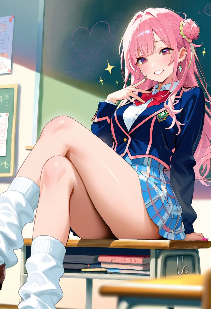 ((Highest quality)), ((masterpiece)), (detailed), high school girl,pink，Lewd ，Real，smile
