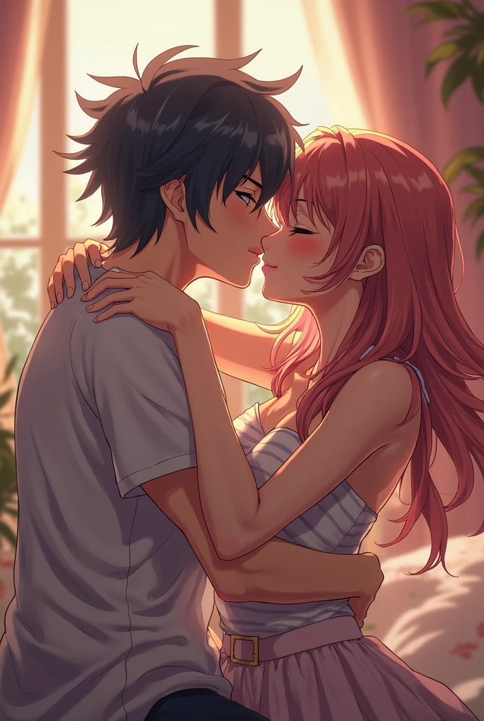 Hinata and Sakura lesbian giving a passionate kiss